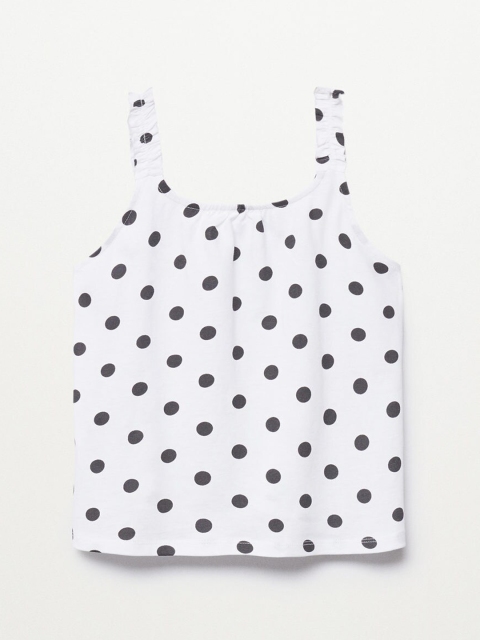 

Mango Kids Girls White & Black Polka Dot Print Ruffles Top