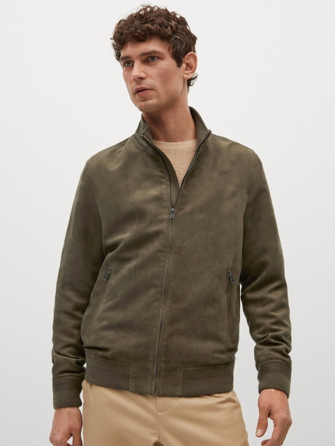 

MANGO MAN Men Olive Green Bomber Jacket