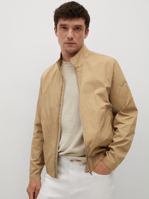 

MANGO MAN Men Beige Suede Finish Bomber Jacket