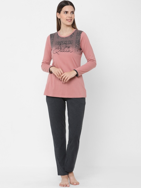 

Sweet Dreams Women Pink Printed Top & Pyjama Set