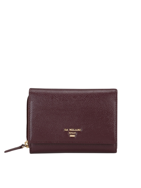 

Da Milano Women Burgundy Textured Zip Around Wallet