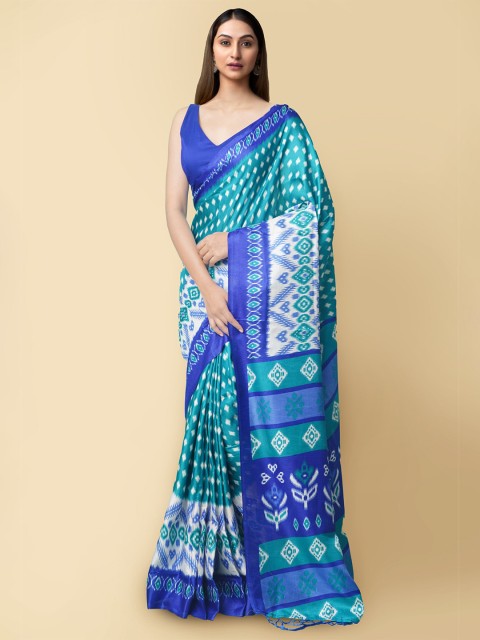 

Unnati Silks Green & Blue Art Silk Patola Sustainable Saree