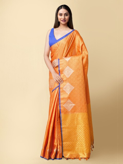 

Unnati Silks Women Red & Gold-Toned Fancy Art Silk Saree