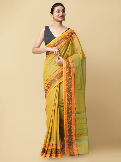

Unnati Silks Green & Orange Pure Cotton Chettinad Sustainable Saree
