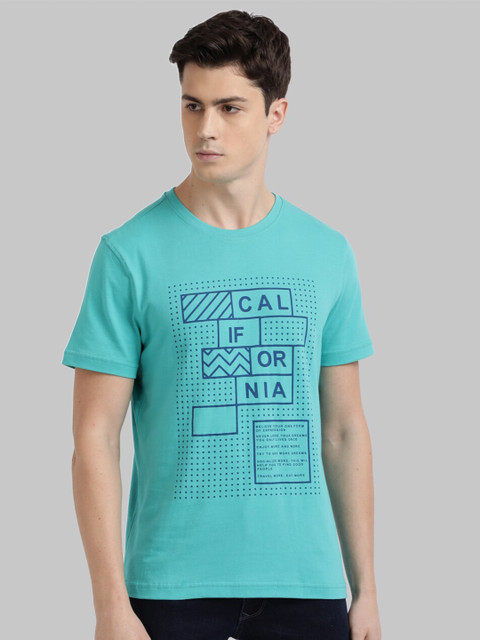 

Parx Men Sea Green Typography Printed Cotton T-shirt