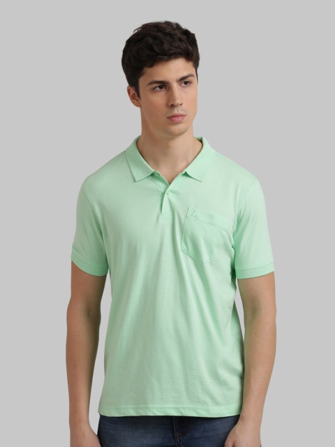 

Parx Men Sea Green Polo Collar Pockets Cotton T-shirt