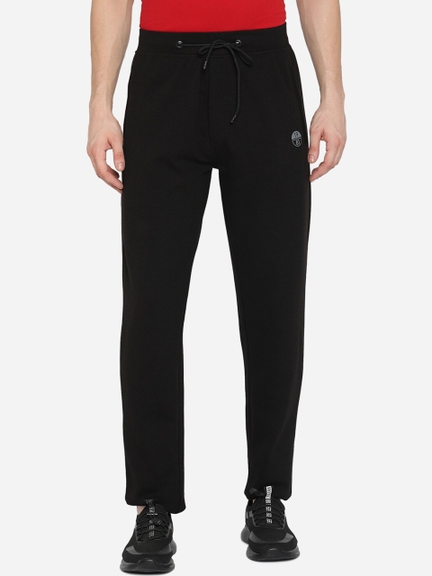 

JADE BLUE Men Black Solid Pure Cotton Track Pants