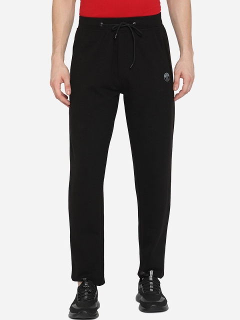 

JADE BLUE Men Black Solid Pure Cotton Track Pants
