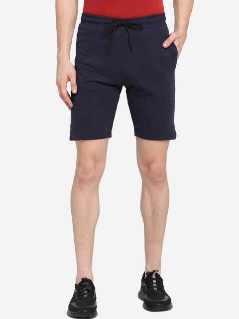 

JADE BLUE Men Navy Blue Pure Cotton Regular Shorts