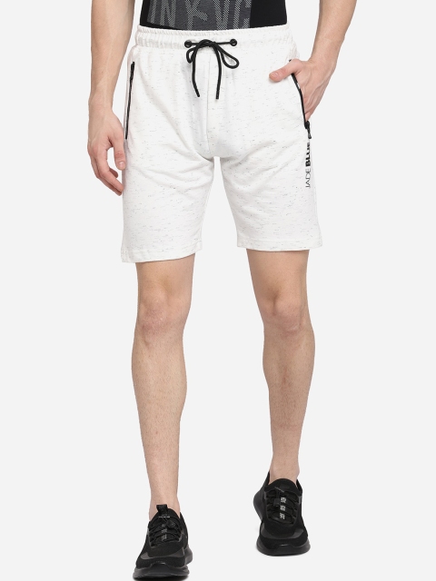 

JADE BLUE Men Off White Pure Cotton Regular Shorts