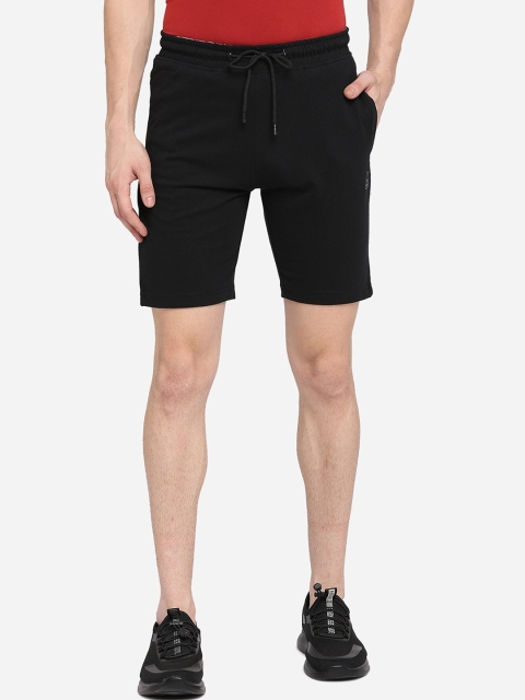 

JADE BLUE Men Black Pure Cotton Regular Shorts