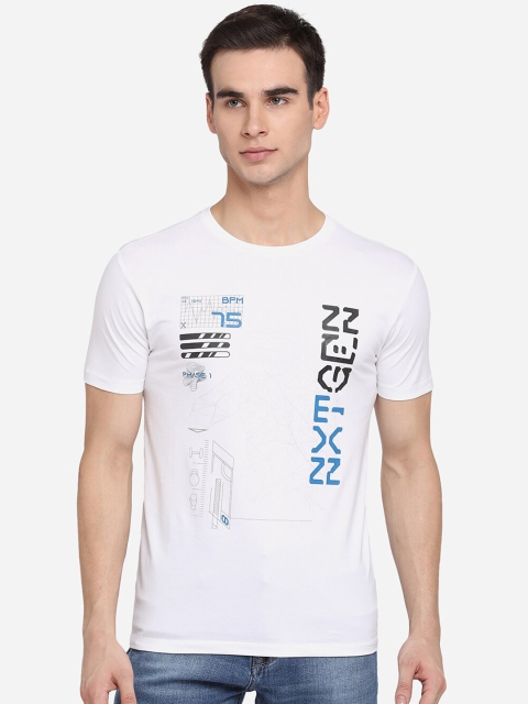 

JADE BLUE Men White Typography Printed Pure Cotton Slim Fit Pure Cotton T-shirt