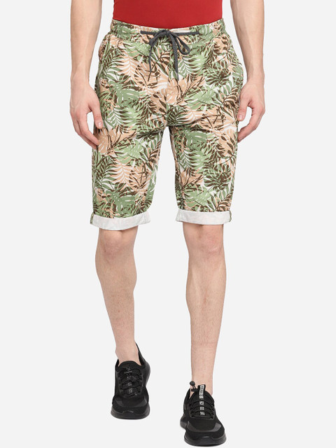 

JADE BLUE Men Green Printed Slim Fit Pure Cotton Regular Shorts