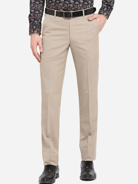 

METAL Men Beige Slim Fit Formal Trousers