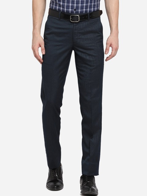 

METAL Men Navy Blue Slim Fit Formal Trousers