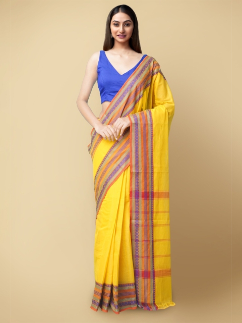 

Unnati Silks Women Yellow & Blue Pure Handloom Pavani Chettinad Cotton Sustainable Saree