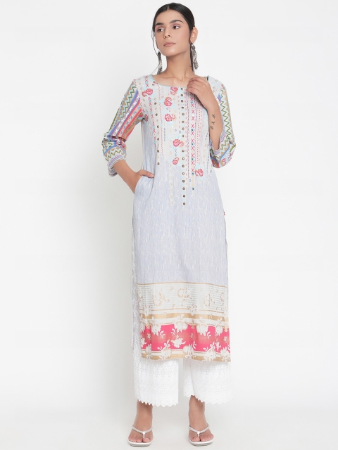 

Ramas Women Blue Ethnic Motifs Printed Kurta