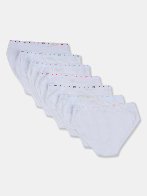 

GAP Girls White Logo Heart Panties- Pack Of 7