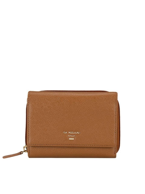 

Da Milano Women Brown Textured Leather Zip Around Wallet