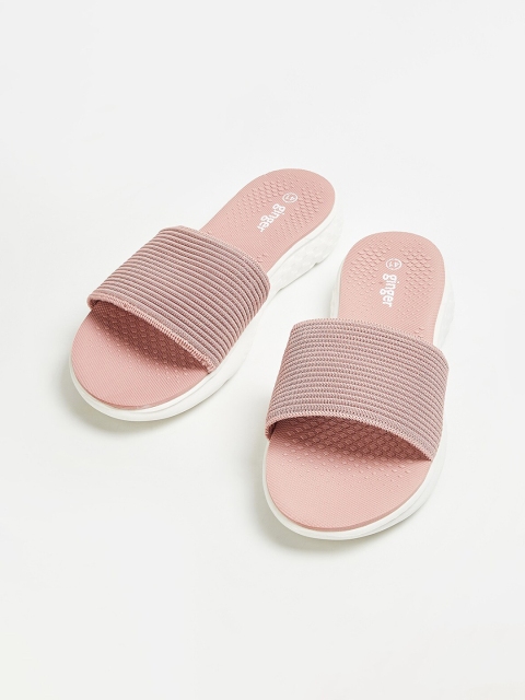 

Ginger by Lifestyle Women Pink & White Self Design Sliders
