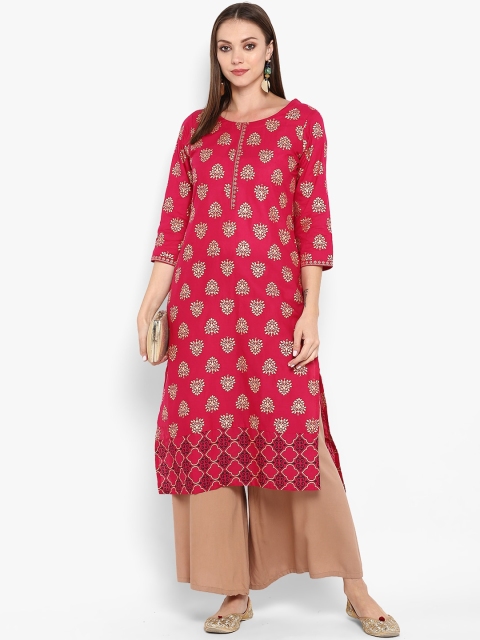 

ZOEYAMS Women Pink Ethnic Motifs Printed Kurta