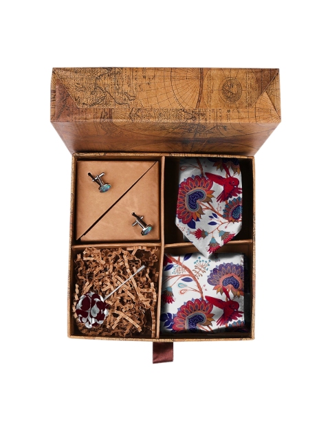 

Blacksmith Men Set of 4 Red & White King Bird Printed Accessory Gift Set