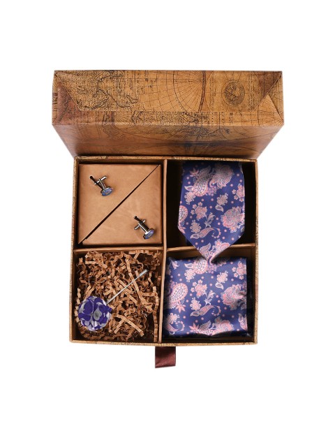 

Blacksmith Men Set of 4 Purple & Blue Paisley Printed Accessory Gift Set