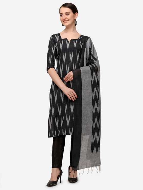 

Iris Black & Grey Ikat Woven Design Linen Unstitched Dress Material