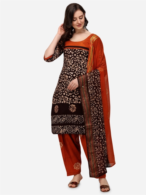 

Iris Burgundy & Orange Batik Printed Soft Cotton Wex Unstitched Dress Material