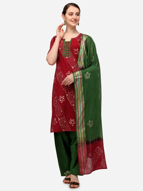 

Iris Maroon & Green Batik Printed Soft Cotton Wex Unstitched Dress Material
