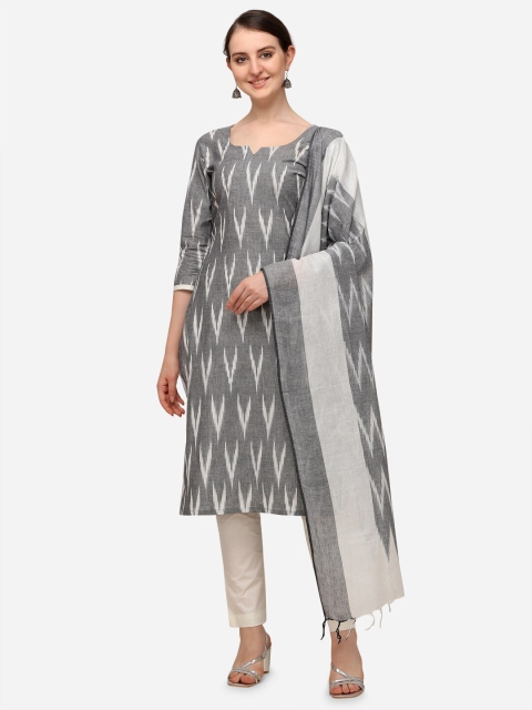 

Iris Grey & White Ikat Woven Design Linen Unstitched Dress Material