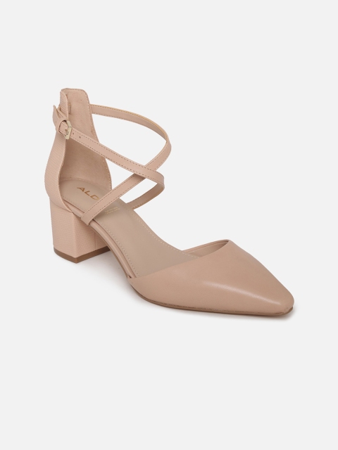 

ALDO Beige Leather Block Pumps