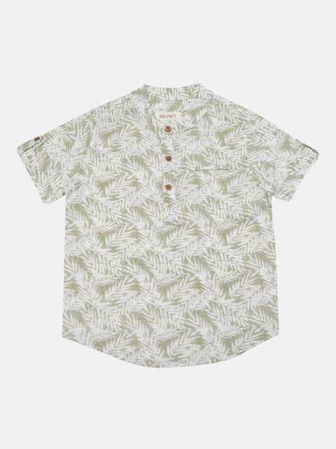 

MANET Boys Green Floral Opaque Printed Casual Shirt