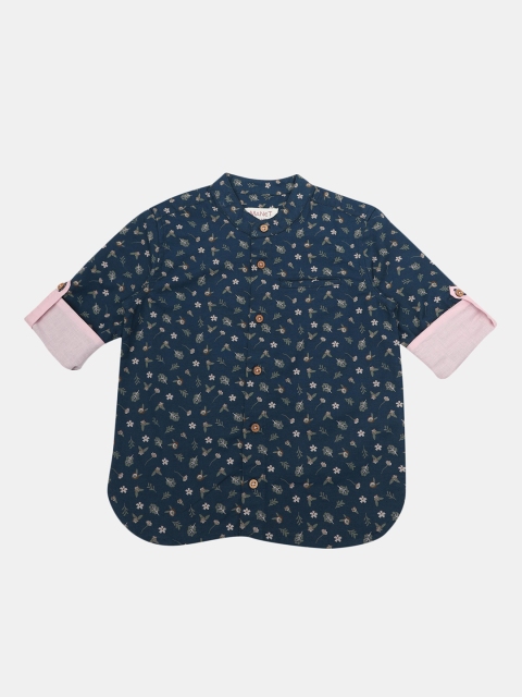 

MANET Boys Blue Opaque Printed Casual Shirt