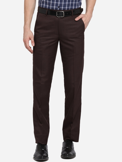 

Greenfibre Men Brown Slim Fit Formal Trousers