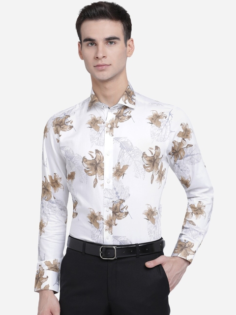 

Greenfibre Men White Slim Fit Floral Opaque Printed Casual Shirt