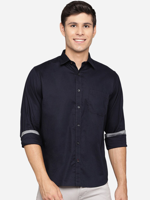 

Greenfibre Men Black Slim Fit Opaque Casual Shirt