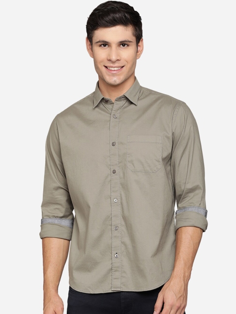 

Greenfibre Men Grey Slim Fit Opaque Casual Shirt