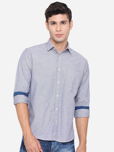 

Greenfibre Men Blue Slim Fit Opaque Casual Shirt