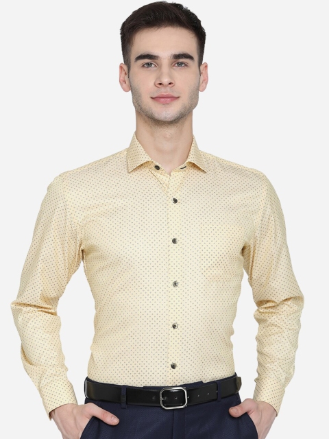 

Greenfibre Men Mustard Slim Fit Opaque Printed Casual Shirt