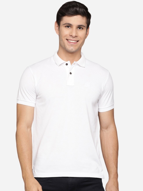 

Greenfibre Men White Polo Collar Pockets Slim Fit T-shirt