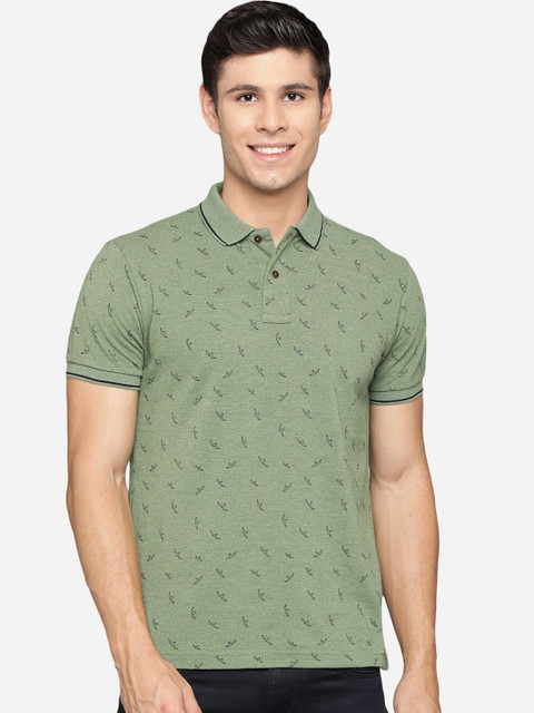 

Greenfibre Men Green Polo Collar Pockets Slim Fit T-shirt