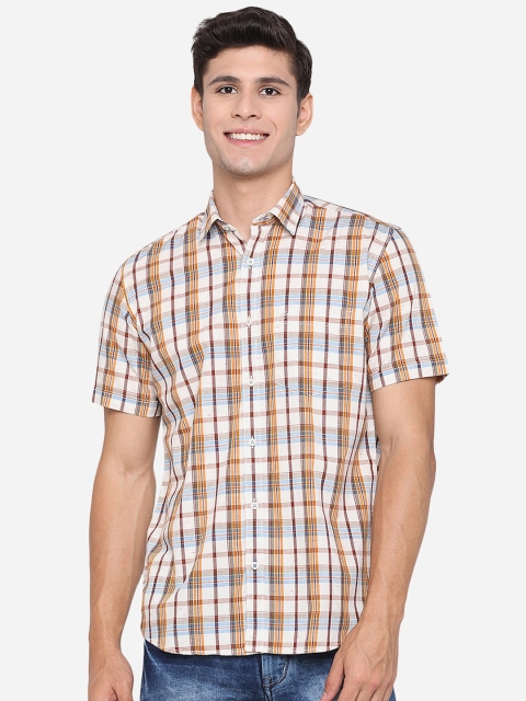 

Greenfibre Men White Slim Fit Opaque Checked Casual Shirt