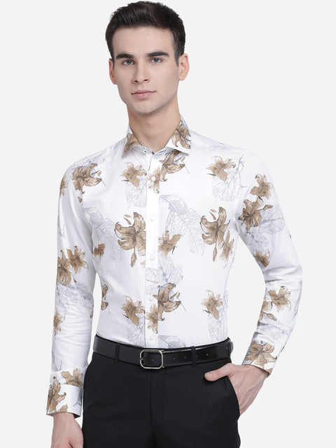 

Greenfibre Men White Slim Fit Floral Opaque Printed Casual Shirt