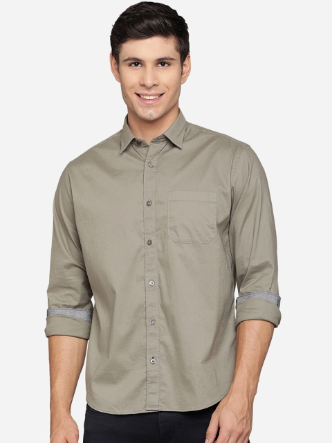 

Greenfibre Men Grey Slim Fit Opaque Casual Shirt