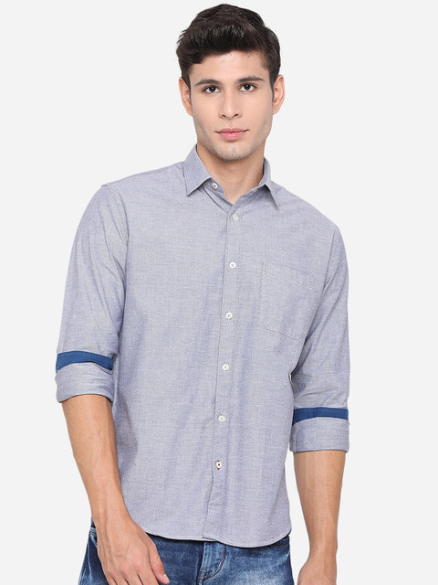 

Greenfibre Men Blue Slim Fit Opaque Casual Shirt