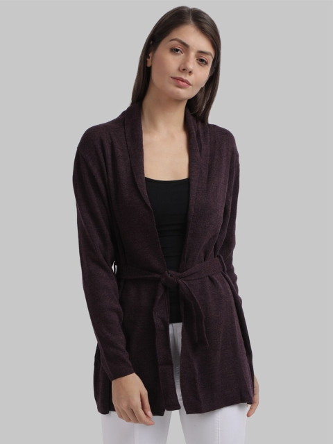 

Parx Women Violet V-Neck Solid Cardigan