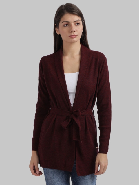 

Parx Women Maroon Solid Front-Open Sweater