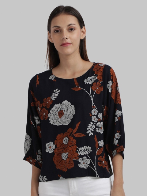 

Parx Blue & White Floral Printed Top
