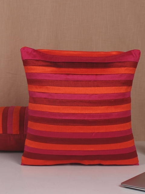 

Molcha Multicoloured Set of 2 Colourblocked Square Cushion Covers, Multi